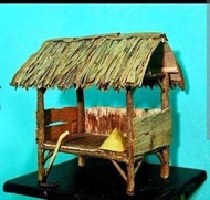 miniatur gubuk dan pohon bambu hiasan akuarium dan hiasan ruangan