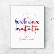 The Hakuna Matata Watercolor Nursery Inspirational Kids Room Poster Hakuna Matata Art Print Motivati