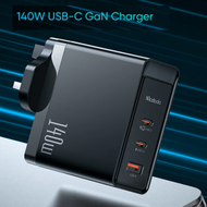 140W GaN 三輸出快速充電器 | 2 USB-C &amp; USB  | 適用於 相機 電腦 iPhone 手機 Macbook Switch 旅行 火牛 插頭 快充 CH-2901 (黑色)