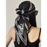 French Elegant Women's Scarf Vintage Triangle Bandana Fashion Premium Scarf Women's Head Scarf Banda