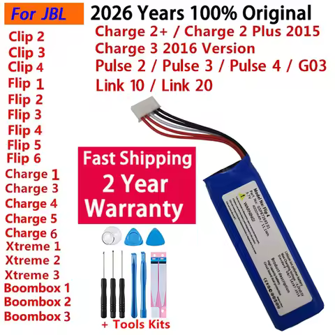 2026 Years 100% Original Player Speaker Battery For JBL Xtreme Boombox Clip Charge Flip Pulse 6 5 4 