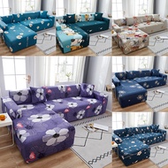 Flower Style Sofa Cover 1 2 3 4 Seater Slipcover L Shape Sofa Seat Elastic Stretchable Couch Universal Sala Sarung Anti-Skid Stretch Protector Slip Cushion with Free Pillow Cover and Foam Stick
