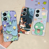 Oppo Reno8 T Reno 8T Case Space man Flower Printting 2023 Printed Clear TPU Phone Casing OPPO Reno 8 T 4G Cover Shell