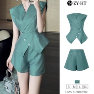 ZY.HT EraVogue 2 mảnh Set Puff Up Sleeve + Shorts Work Suit Hi-Suit nữ Jumpsuit nữ 30946