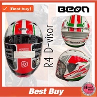 HELMET BEON R4 D-VISOR Double Visor open face helmet red green