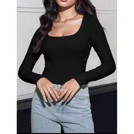 Square neck long-sleeved shirt with square neck, big size 40-120kg (k8)