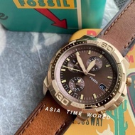 Original Fossil FS5857 Bronson Chronograph Medium Brown Eco Leather Watch With 1 Year Warranty For Mechanism