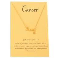 12 Zodiac Letters and Signs Stainless Steel Necklaces for Women 16.5", Yellow Gold Plated