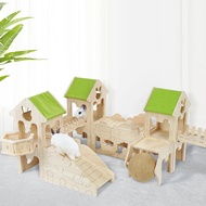 Rumah Berkelinci Kayu Bersembunyi Hamster Vila Sarang Habitat Haiwan Kecil Untuk Bekalan Haiwan Peli