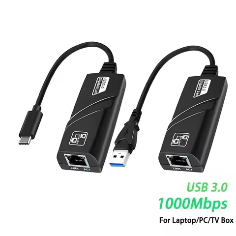 10/100/1000Mbps USB 3.0 Wired USB TypeC To Rj45 Lan Ethernet Adapter RTL8153 Network Card for PC Mac
