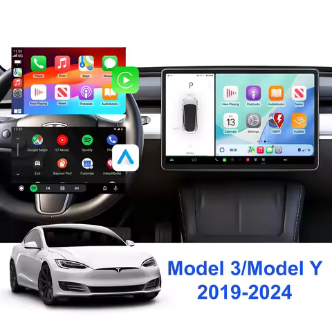 Wireless Apple CarPlay Android Auto for Tesla Model 3 Model Y 2019-2024 CarPlay Retrofit Module Supp