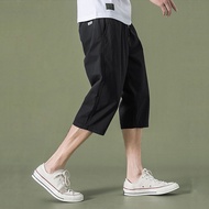 <AZs>Three Quarter Pants Men Korean 3 Quarter Pants Casual Shorts Cropped 3/4 Pants M-4XL