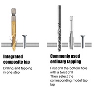 Hex Shank Titanium Plated HSS Screw Thread Metric Tap Drill Bit Compound Tap Screw Machine M3 M4 M5