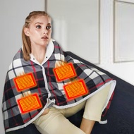 Supply USB Heating Shawl Red Check Blanket USB Electric Heating Shawl Zone 5 Heating Blanket