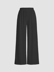 Cider Cider กางเกงขายาวผู้หญิง กางเกงแฟชั่นผญ ลุคสตรีท สไตล์เกาหลีTexture Wide Leg Trousers