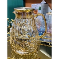 Heat-resistant glass water bottle, golden custard pattern 1.8L