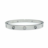 Cartier 卡地亞 love 18K白金 寬版4鑽石手環 Size 17 Bracelet