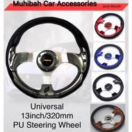 Universal 13 inches / 320mm PU Racing Steering Wheel | High Quality PU Material | To Improve Handlin