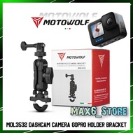 MOTOWOLF MDL3532 Dashcam Camera GoPro Holder Mount Pemegang Kamera Motorcycle Motorsikal Clamp Insta 360 DJI Basikal Bik