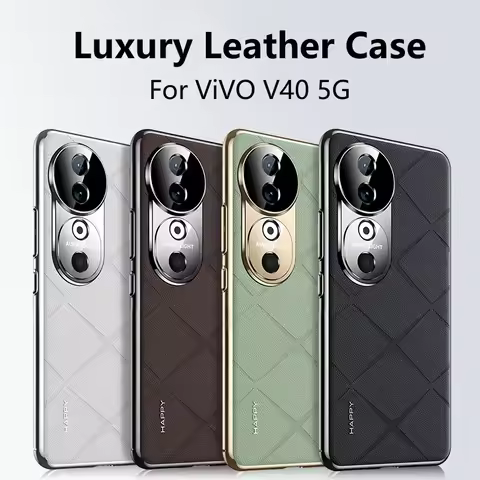 Case For VIVO V40 5G Case Luxury Leather Back Cover For Vivo V 40 Stylish Electroplate Camera Protec