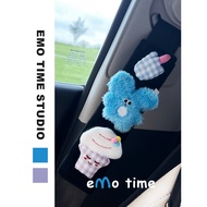 Emo Original Dopamine Blue Scribble Rabbit Car Seat Belt Shoulder Cover Cute Car Accessories Anti-We