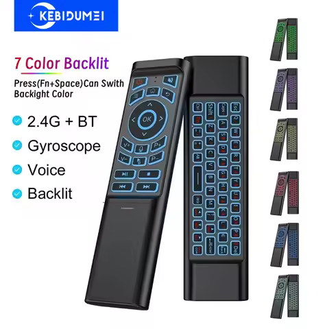 Air Mouse Remote Control Gyroscope 7 Color Backlit Dual Mode BT5.2 2.4G Wireless Keyboard Mouse For