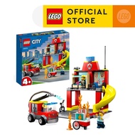 LEGO City 60375 Fire Station and Fire Engine Building Toy Set (153 Pieces)