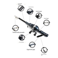 【WVH】-Portable Folding Fishing Rod Telescopic Fly Fishing Poles with Reel Line Travel Folding Mini R