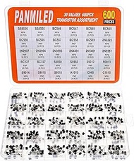 PANMILED 30 Values 600 Pieces Transistor Assortment Kit 2N2222 2N2907 2N3904 2N3906 2N5401 2N5551 S8