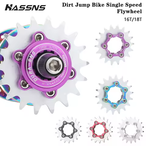 HASSNS Cassette Single Speed Kit Dirt Jump Bike Sprocket 16/18T Single Speed Flywheel Aluminum Alloy