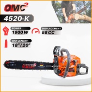 [INSTALMENT] OMC 4520-K 18" / 20" 2 Stroke Petrol Heavy Duty Chainsaw Mesin Tebang Belah Pokok [HS MACHINERY]