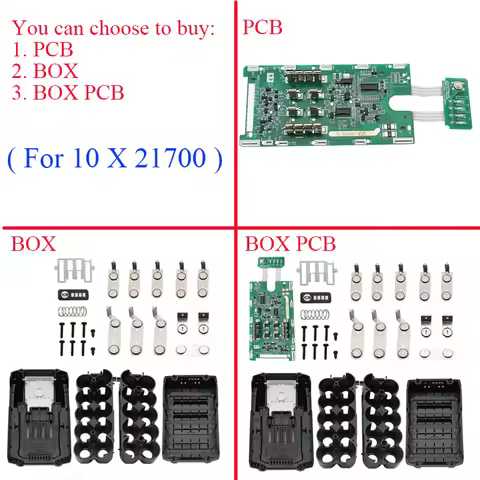 10 X 21700 Li-ion Battery Plastic Case PCB Charging Protection Circuit Board Shell Box For MAKITA 40