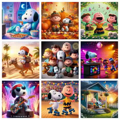 Peanuts Snoopy Cartoon Diamond Painting Kit 5D DIY Diamond Embroidery Cross Stitch Handmade Art Gift