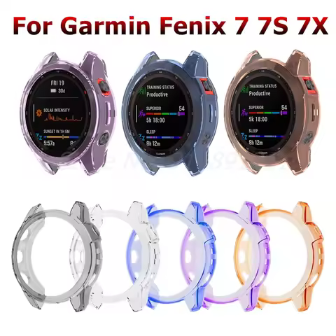 Plating TPU Protector Case For Garmin Fenix 7S 7 7X Anti-scratch Protective Cover Frame Bumper For G