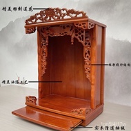 Solid Wood Buddha Shrine Altar Wall-Mounted Household Small Shrine God of Wealth New Chinese Style Altar Cabinet Statue