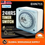 HAGER 24hr Analog Timer Switch EHN711 Timer Analog Timer Switch Timer Harian 24 Jam Cycle 24hours Ti