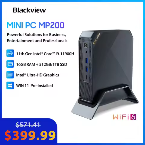 Blackview Mini PC MP200 11th Gen Intel i9-11900H 4.4GHz 16GB DDR4 512GB SSD Win11 Wifi 6 4K HD Deskt