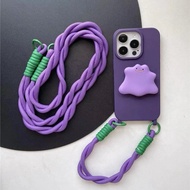 Purple Bracket Lanyard Phone Case Suitable for Apple 16/15/14promax Casing Phone Shock-resistant 1Y