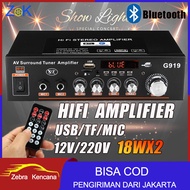 360W G919 Mini Amplificador Audio Bluetooth Stereo Power Amplifier FM SD HI FI 2CH Amp Pemutar Musik Power Amplifier Mobil 12V 220V
