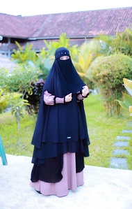 Khimar Bolong Tangan Instan 2 Layer Ceruty Baby Doll Syari Jumbo Bergo Maryam Kerudung Panjang Polos
