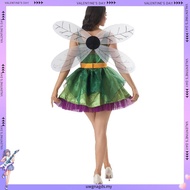 MYLITTLELASS Adullt Woman Enchanted Forest Fairy Costume Green Leaf Dress with Purple Tutu & Wings