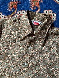 70s 原版 古著 Vintage Levis Panatela tops polyester shirt 變形蟲印花 長尖領 襯衫 M號 台灣製 老品 LVC