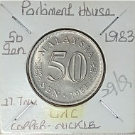 ( Syiling ) 50 Sen 1983 ( UNC  ) Malaysia Parliament House