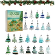 Sea Glass Christmas Tree Advent Calendar 2025, Handmade Miniature Christmas Tree Shape with 24 Colle