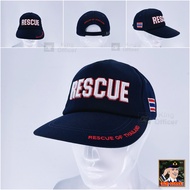 หมวก กู้ชีพ กู้ภัย   สีกรมท่า  บุฟองน้ำ หมวกแก๊ป ปัก RESCUE ตัวนูน