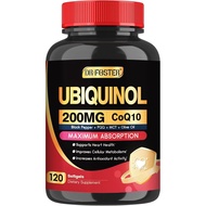 DRFOSTER Coq10 Ubiquinol 200mg, Coq10 200mg Softgels, Max Absorption Ubiquinol with Vitamin E & PQQ 