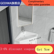 YQ55 Godiva（GEDIWA）Small Apartment Alumimum Wall-Mounted Bathroom Cabinet Mirror Cabinet Turn Triangle Hand Washing Bath