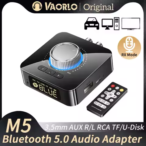 Bluetooth Receiver Transmitter LED BT 5.0 Stereo AUX 3.5mm Jack RCA Handsfree Call TF U-Disk TV Car 