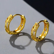 916 Gold Hoop Round Earrings 916/Dragon Earrings gold 916