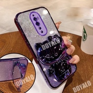 Luxury Casing for OPPO Reno 2F reno2 F reno 2 F reno 2 Bling Glitter Case with Cute 3D Plating Kitty Cat Holder Stand Mirror Phone Cover